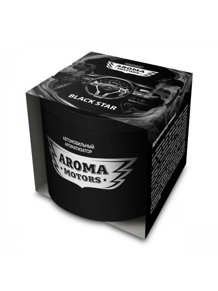 Ароматизатор гелевый «Aroma Motors» BLACK STAR в картонной упаковке (круглый) 100мл