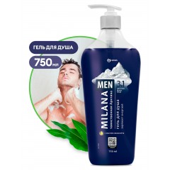 Гель для душа Таинственная арктика Milana MEN с маслом эвкалипта (флакон 750 мл)